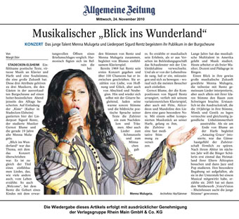 Artikel AZ zu Konzert in der Burgscheune Stadecken-Elsheim